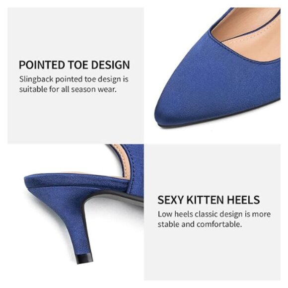 Trary Women's Low Heels Lace Up Kitten Heels for Women Dressy Closed Pointed Toe - Picture 3 of 5